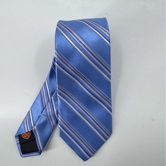 English Laundry Blue and White Striped Silk Tie - Picture 7 of 8